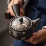 Sidera Vault Handmade Japanese Tokoname-Yaki Teapot - 3.07" Mouth, 4.13" Tall, 400ml Capacity - Hand-Painted Cherry Blossom & Mount Fuji Design - Image 3