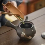 Sidera Vault Handmade Japanese Tokoname-Yaki Teapot - 3.07" Mouth, 4.13" Tall, 400ml Capacity - Hand-Painted Cherry Blossom & Mount Fuji Design - Image 4