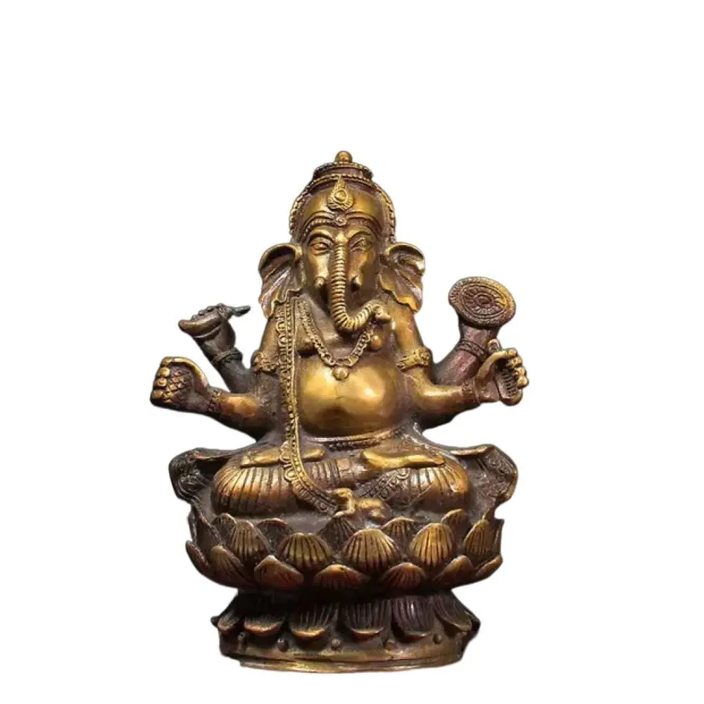 72ae893e-3469-4f87-b105-3bfb4126bd38 Sidera Vault Handmade Thai Ganesha Statue - Hollow Copper, 6.3" Tall, Artisanal Hindu Elephant Deity Figurine - Image 1