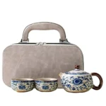 Sidera Vault Handmade Chinese Palace Museum Replica Tea Set - Ru Kiln Craftsmanship, 5.12"L x 3.15"H Teapot (180ml) & 2.76" Mouth Cups (70ml)