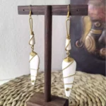 Sidera Vault Handmade Kenyan Cow Bone & Brass Fan Earrings: Angel's Tears, Artisanal Non-Machine Made Tribal Jewelry