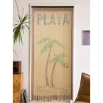 Sidera Vault Handmade Bohemian Bamboo Curtain - 35.43"x78.74", Playa Palm Tree Design, Artisanal Room Divider