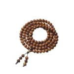 Sidera Vault Handmade Indian Old Mountain Sandalwood Mala Beads - 0.24" (6mm) Diameter, 108 Beads, Artisanal Polished Spiritual Bracelet
