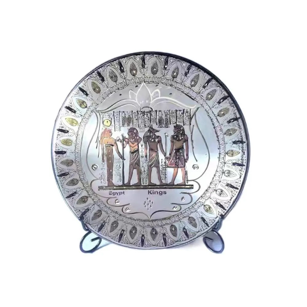 f77ad61b-46f7-4577-abab-bd955532ecbf Sidera Vault Artisan Handcrafted Egyptian Brass Decor Plate Set (9.84” Diameter) - Egypt Kings, Eye of Horus, Nefertari & Ramses Theme, Limited Edition - Image 1